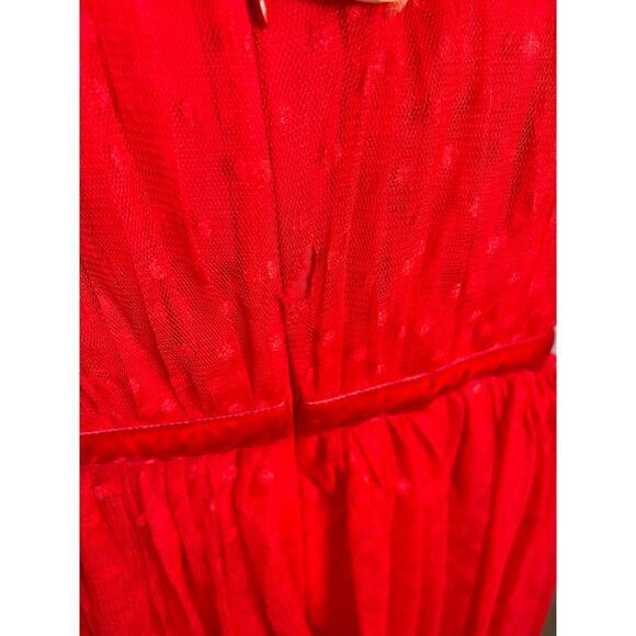 SAU LEE Selena Swiss Dot Tulle Red Bustier Maxi Dress Size 4 - Picture 7 of 11